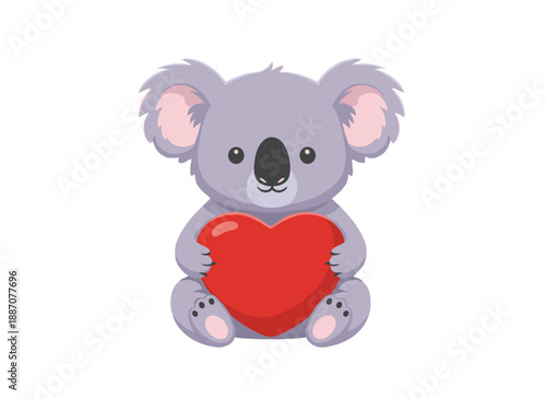 koala holding heart, koala sending love, romantic koala emotion, heart holding koala, loving koala character, affectionate animal, gentle love symbol, romantic animal theme, caring koala gesture, swee