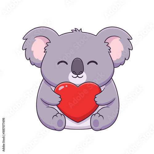 koala holding heart, koala sending love, romantic koala emotion, heart holding koala, loving koala character, affectionate animal, gentle love symbol, romantic animal theme, caring koala gesture, swee