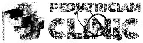 Pediatric Clinic Logo Featuring Stethoscope and Halftone Symbol