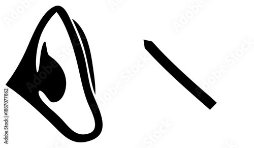 Abstract Black of Ear and Slanted Symbol