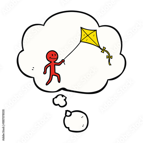 Flying a kite in thought bubble