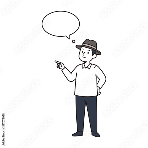 Man pointing with thought bubble
