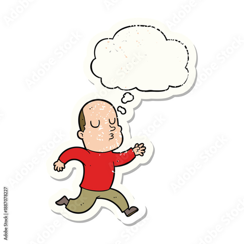 Man running with thought bubble