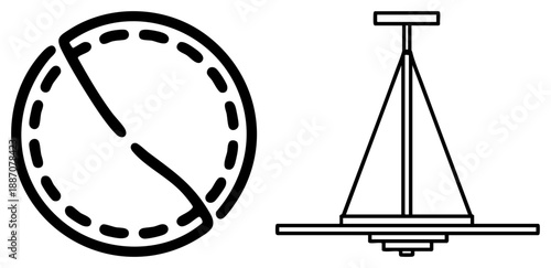 Circular Gear and T Handle Wrench Vector