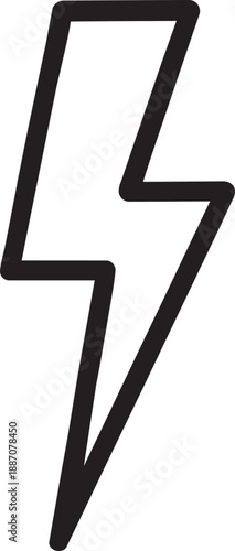 Elongated lightning bolt outline symbol vector