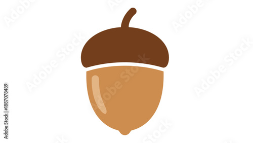 Simple Acorn Icon Vector Graphic, Oak Tree Seed Symbol
