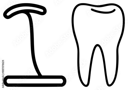 Simple Black of Letter I and Tooth for Design Use