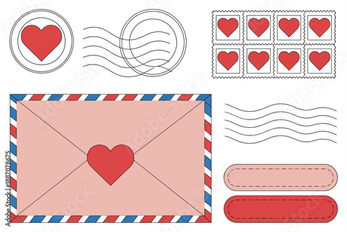 Love letters and stamps Vector, illustration