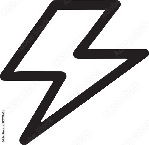 Bold outline electric thunderbolt icon vector
