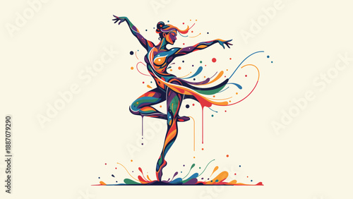 Vibrant Abstract Dancer in Dynamic Pose.