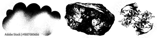 Halftone Cloud, Rough Rock, and Shattered Glass Vector