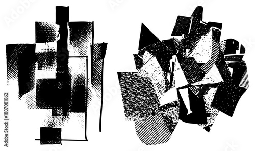 Abstract Geometric Forms in Halftone Dot and