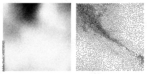 Abstract Halftone Gradient in Black and White Vector Art