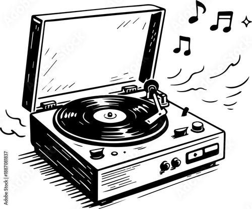 Vinyl Record Player Playing Music