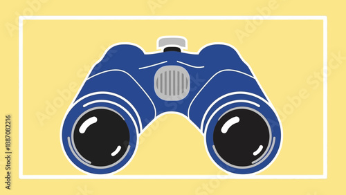 Blue Binoculars on Yellow Background - Search and Discovery Concept