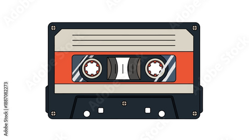 Vintage Cassette Tape Icon - Retro Audio Music Symbol