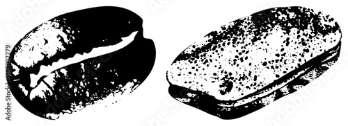 Coffee Beans and Ground Coffee in Halftone Vector Illustration