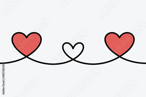 Three hearts intertwined Vector, illustration