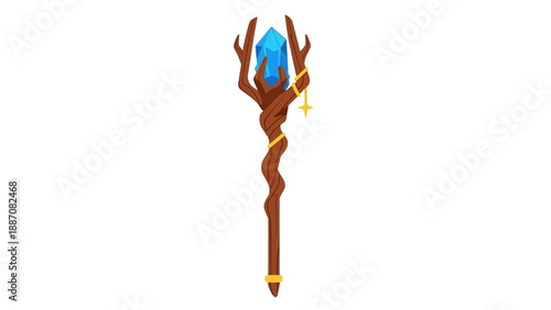 Magic Crystal Staff Icon - Fantasy Wizard Wand