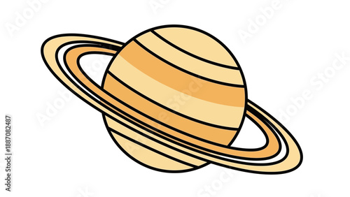 Saturn Planet Icon - Stylized Space Object with Rings