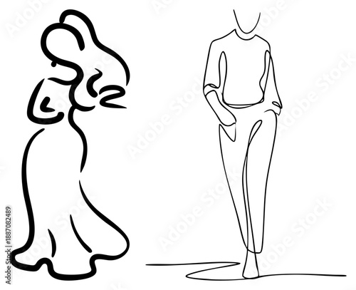 Two Abstract Human Figures in Minimalist Continuous Art