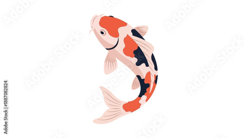 Vibrant Koi Fish Illustration - Japanese Carp, Aquatic Life, Symbolism