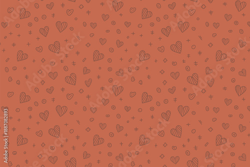 Vibrant heart pattern on orange background Vector, illustration