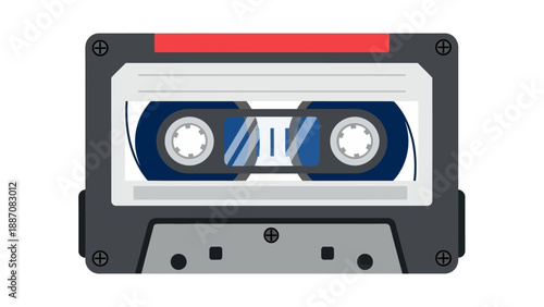 Retro Cassette Tape Icon Vector Illustration - Vintage Audio Music Storage