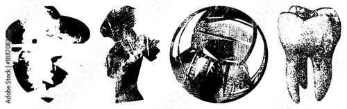 Vintage Dental Tools and Tooth Anatomy Illustrations