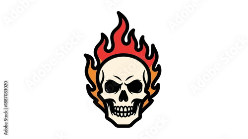 Skull on Fire Icon Vector Illustration