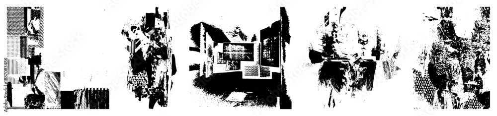 Fototapeta premium Abstract Geometric Forms in Halftone Composition