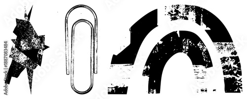 Abstract Geometric Shapes with Distressed Texture and Grunge Effects