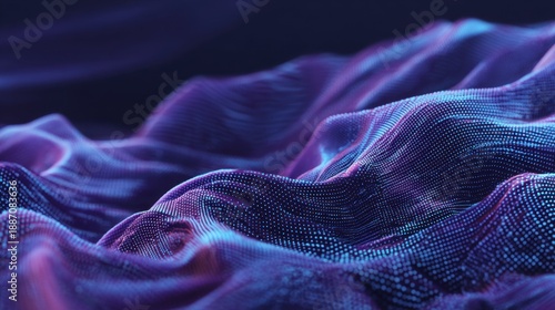 Abstract Colorful Waves of Digital Particles in Dark Background