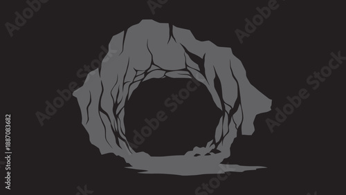 Cave Entrance Silhouette Icon Vector Art