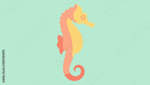 Cute Seahorse Vector Illustration - Ocean Life Icon