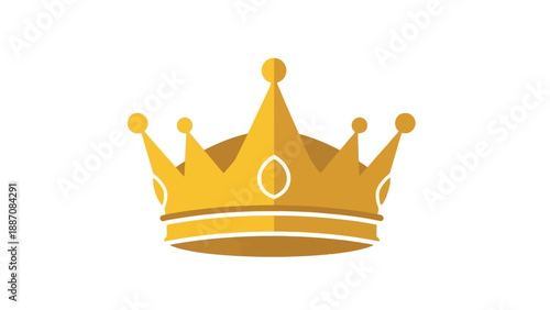 Golden Crown Icon, Royal Symbol of Power and Authority, Vector Graphic