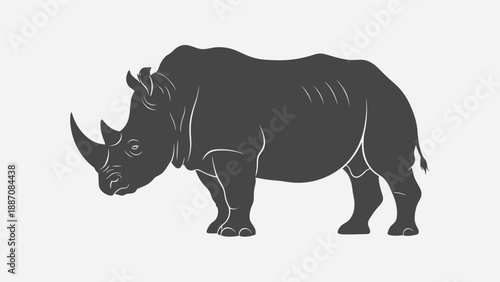 Rhino Silhouette Vector Icon - Powerful African Wildlife Animal