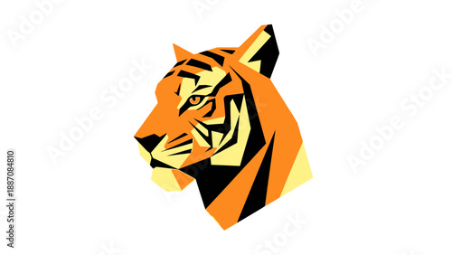 Stylized Tiger Head Vector Graphic - Geometric Animal Art