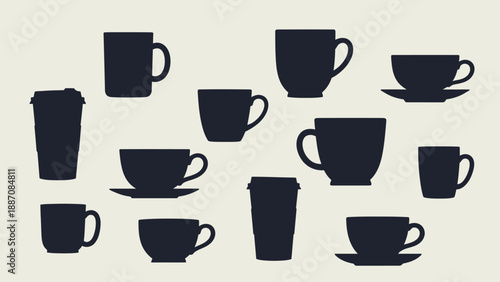 Collection of Coffee Cup Silhouettes - Various Styles