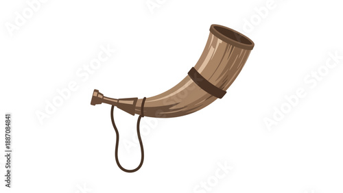 Vintage Hunting Horn Icon Vector
