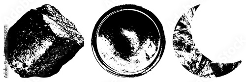 Three Abstract Geological Forms in Halftone Vector Style