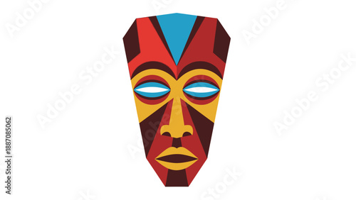 Colorful African Tribal Mask Icon Vector Art