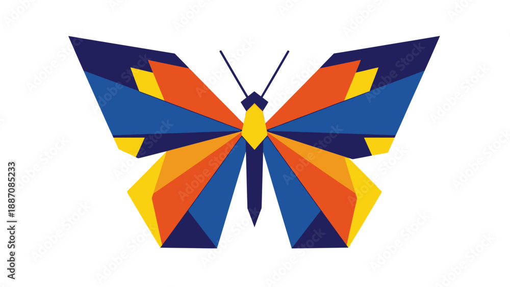 Obraz premium Geometric Butterfly Icon Silhouette - Colorful Abstract Insect Vector Art