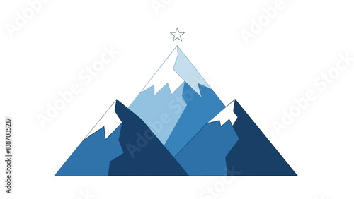 Mountain Peak Success Star Icon Vector