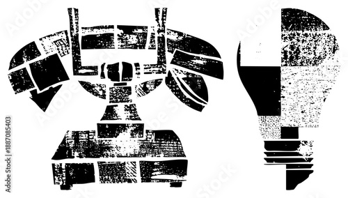 Abstract Geometric Shapes with Textured Halftone