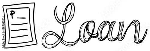 Hand Drawn Loan Document with Cursive Script