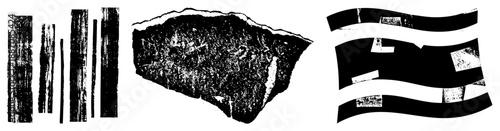 Abstract Textured Black and White Graphic Elements with Grunge Effects