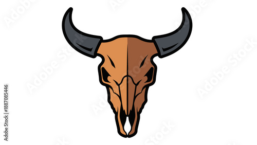 Bison Skull Icon Vector Art - Western Spirit and Wild Nature Symbol