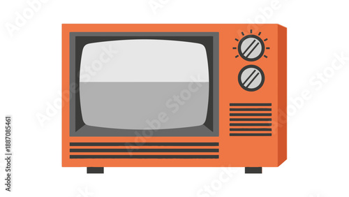 Retro Television Set Icon, Vintage Orange TV Graphic