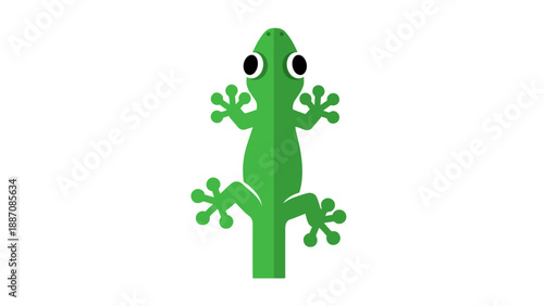 Green Gecko Silhouette Icon on White Background - Vector Art